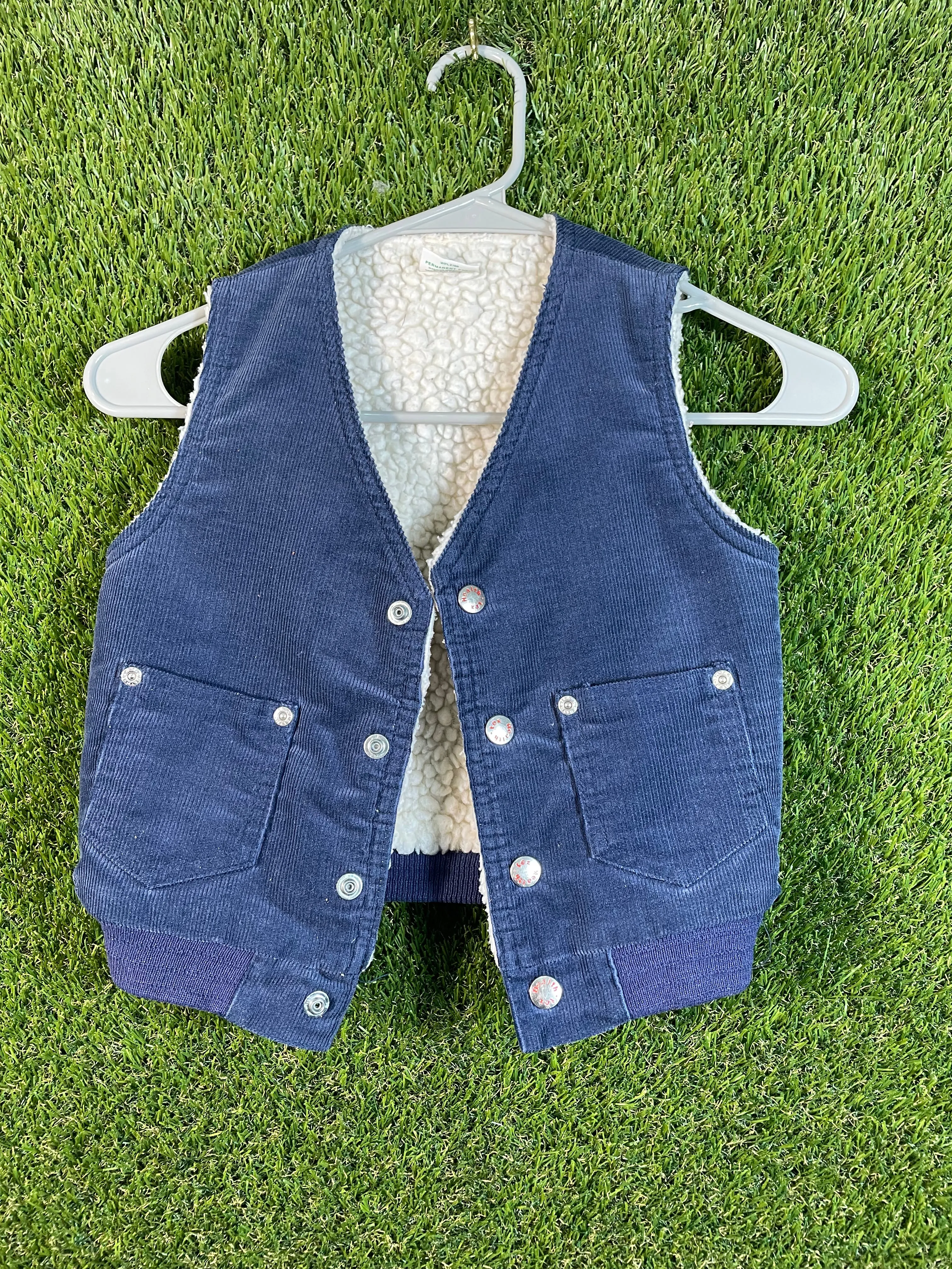 Corduroy Blue Kid's Button Up Vest