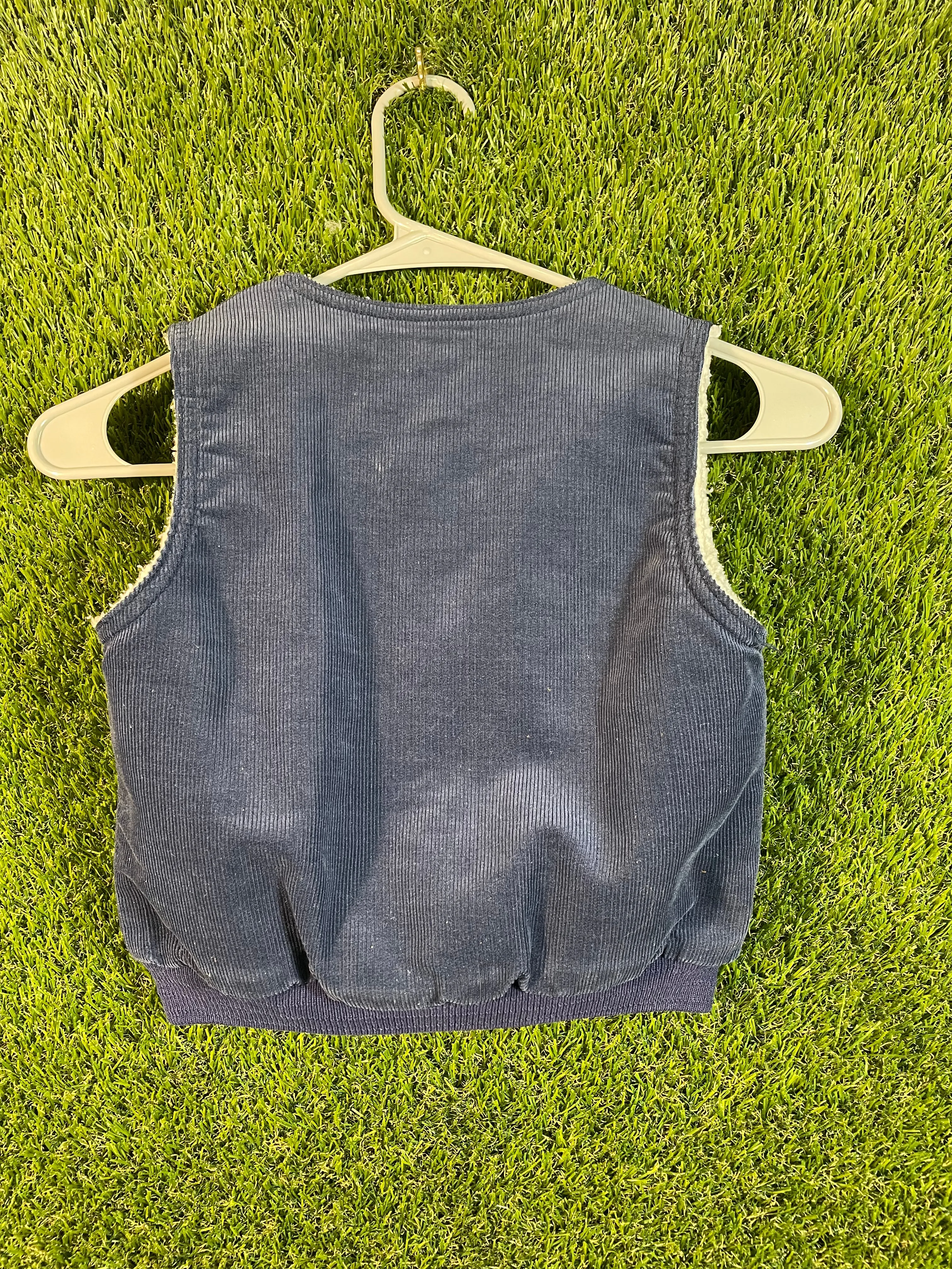 Corduroy Blue Kid's Button Up Vest
