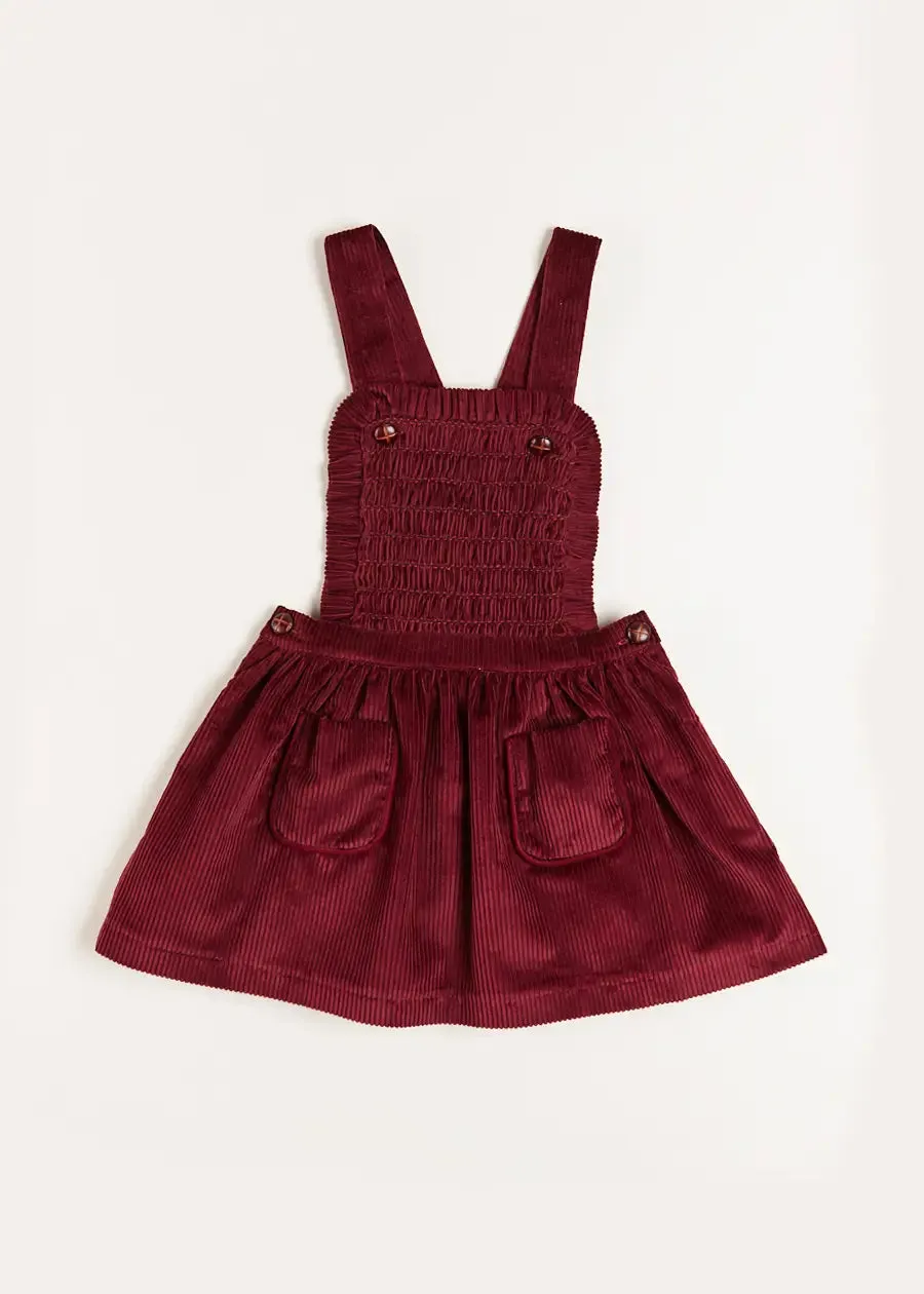 Corduroy Frill Detail Skirt with Braces in Burgundy (12mths-3yrs)