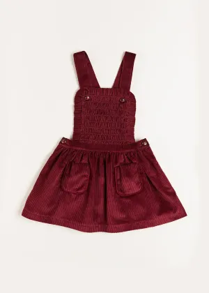 Corduroy Frill Detail Skirt with Braces in Burgundy (12mths-3yrs)