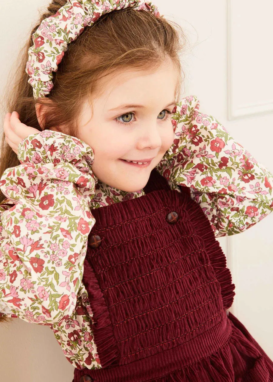 Corduroy Frill Detail Skirt with Braces in Burgundy (12mths-3yrs)