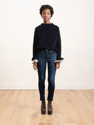 corduroy shirt with ruffle sleeve