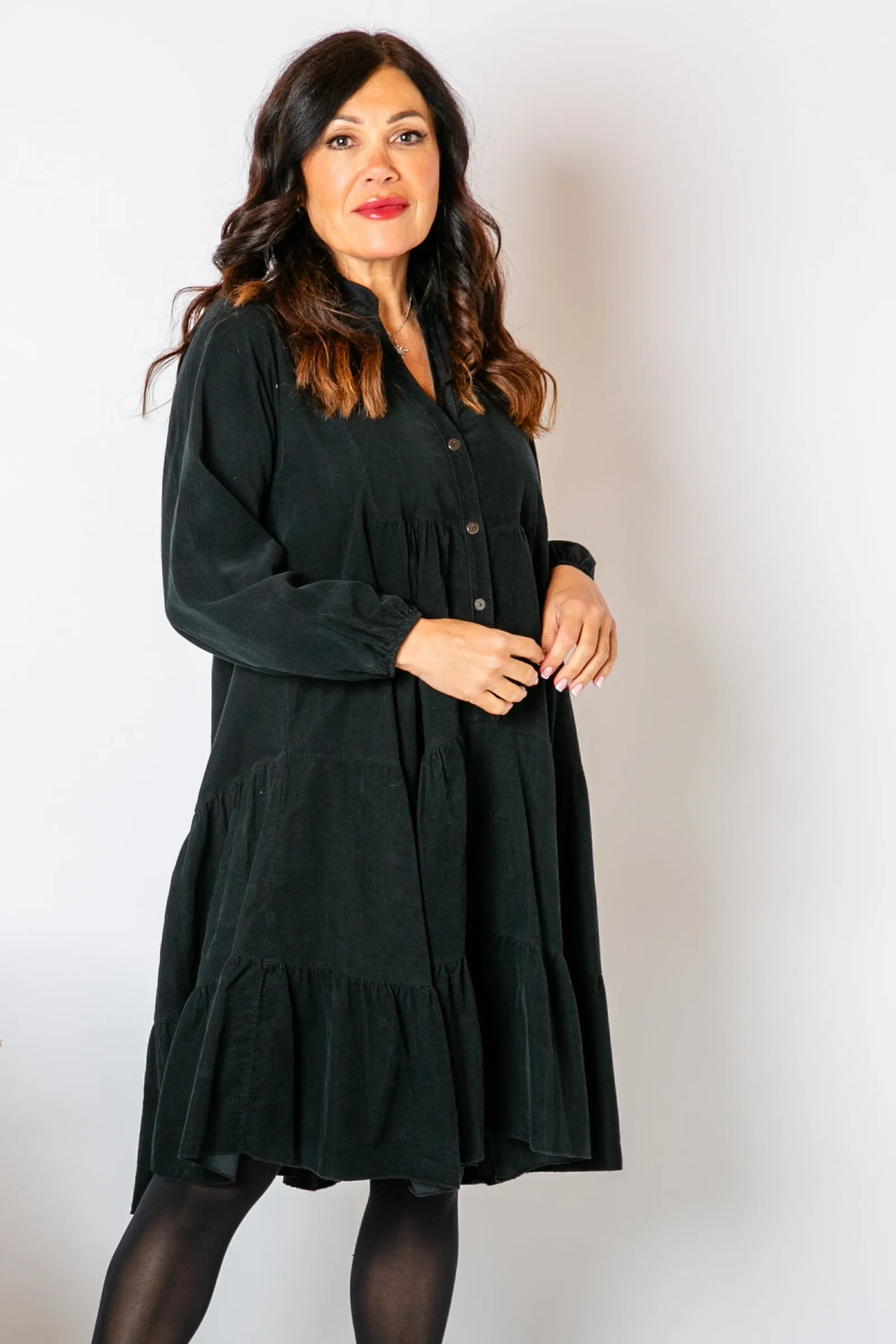 Corduroy Tiered Dress