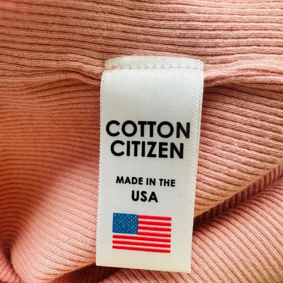 Cotton Citizen 2pc Crop Tee Midi Skirt Set Peach Size Small Ribbed Cotton