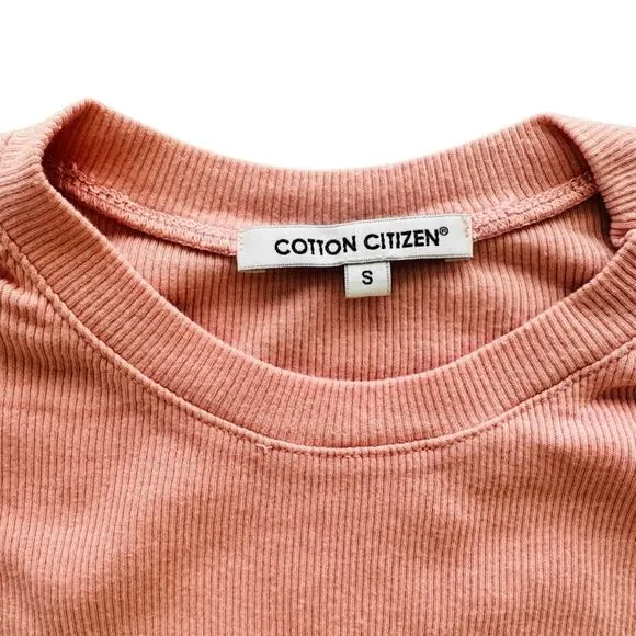 Cotton Citizen 2pc Crop Tee Midi Skirt Set Peach Size Small Ribbed Cotton
