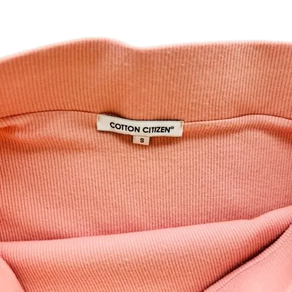 Cotton Citizen 2pc Crop Tee Midi Skirt Set Peach Size Small Ribbed Cotton
