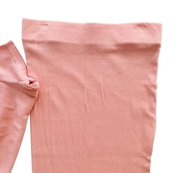 Cotton Citizen 2pc Crop Tee Midi Skirt Set Peach Size Small Ribbed Cotton