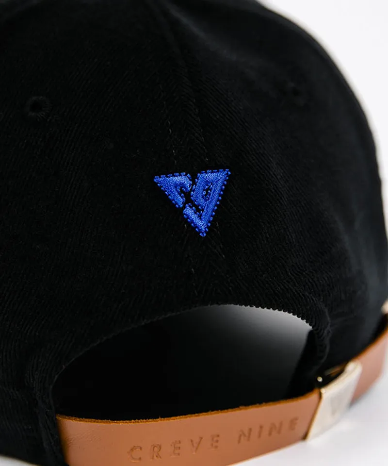 CREVE NINE: Script Logo Corduroy Ball Cap - Black