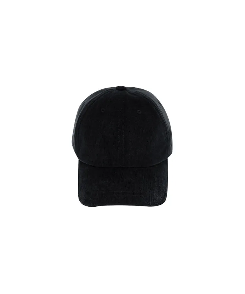 CREVE NINE: Script Logo Corduroy Ball Cap - Black