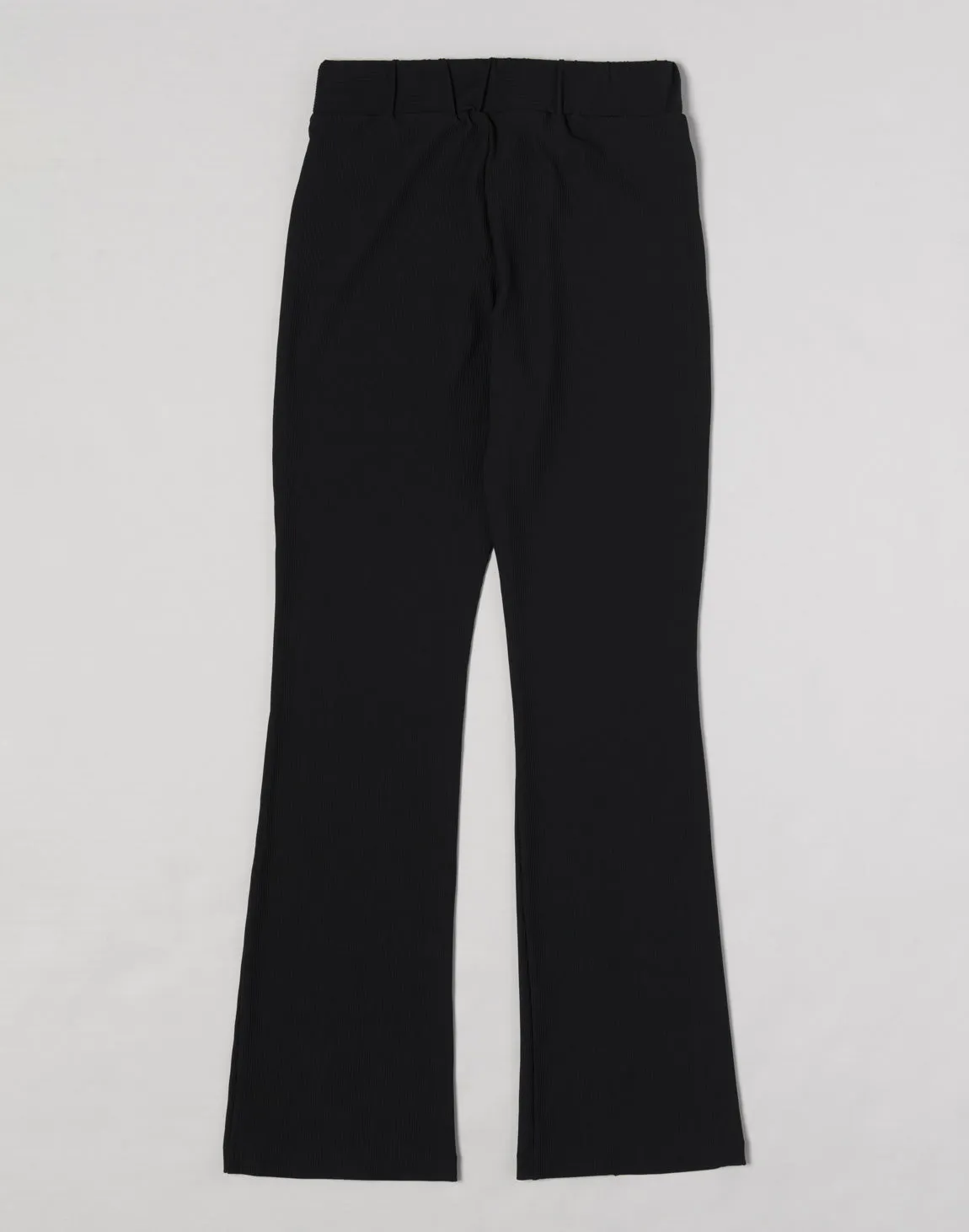 CRONOS WOMEN RIB HIGH RISE SLIT PANTS【BLACK】