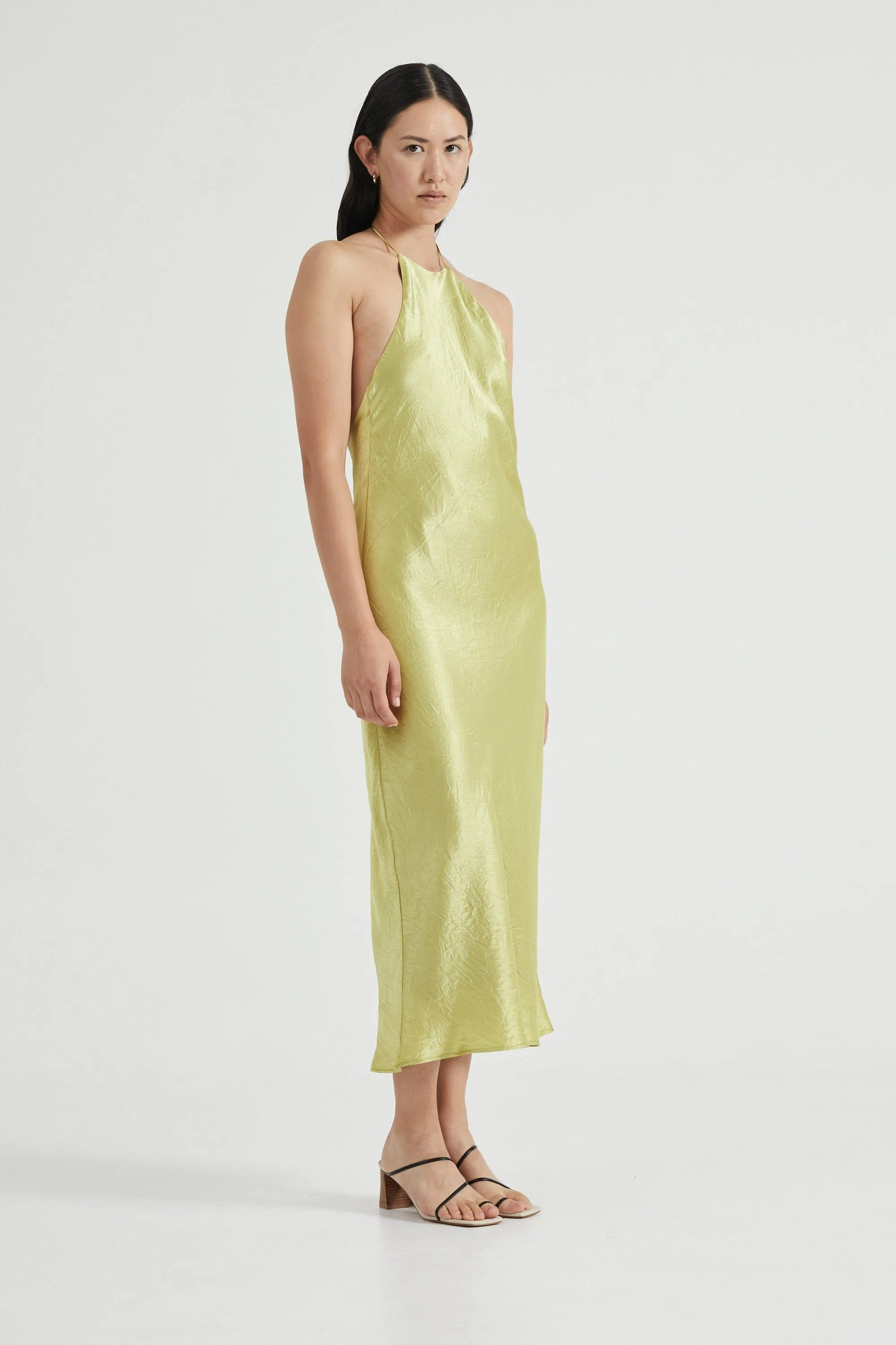 CRUSH BIAS HALTER DRESS | KIWI