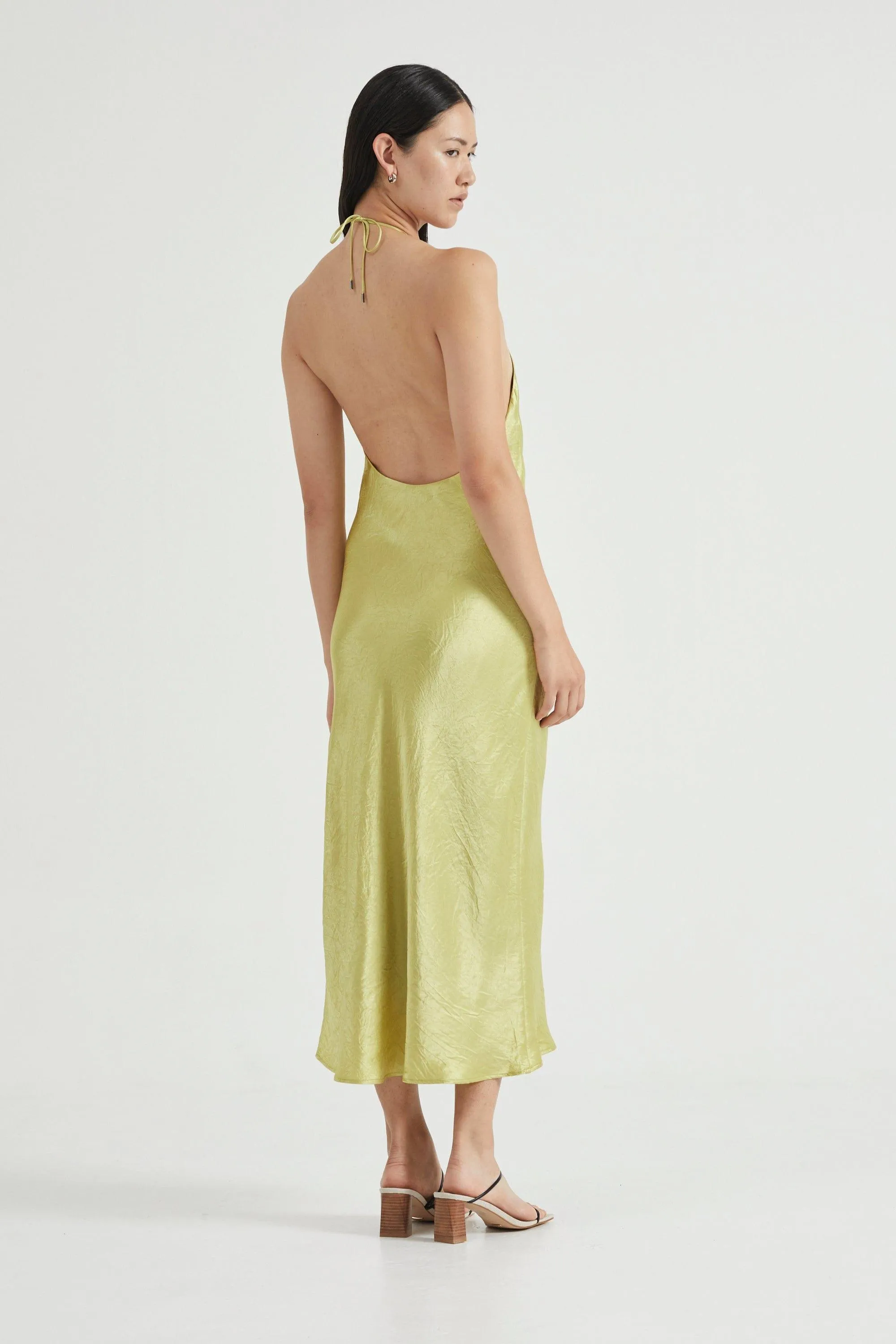 CRUSH BIAS HALTER DRESS | KIWI