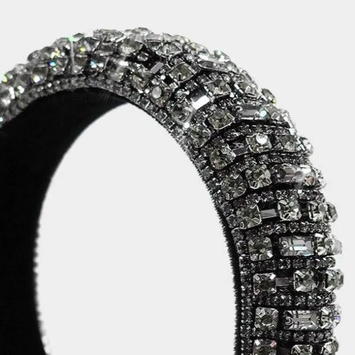 Crystal Rhinestone Embellished Black Headband