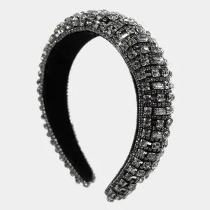Crystal Rhinestone Embellished Black Headband