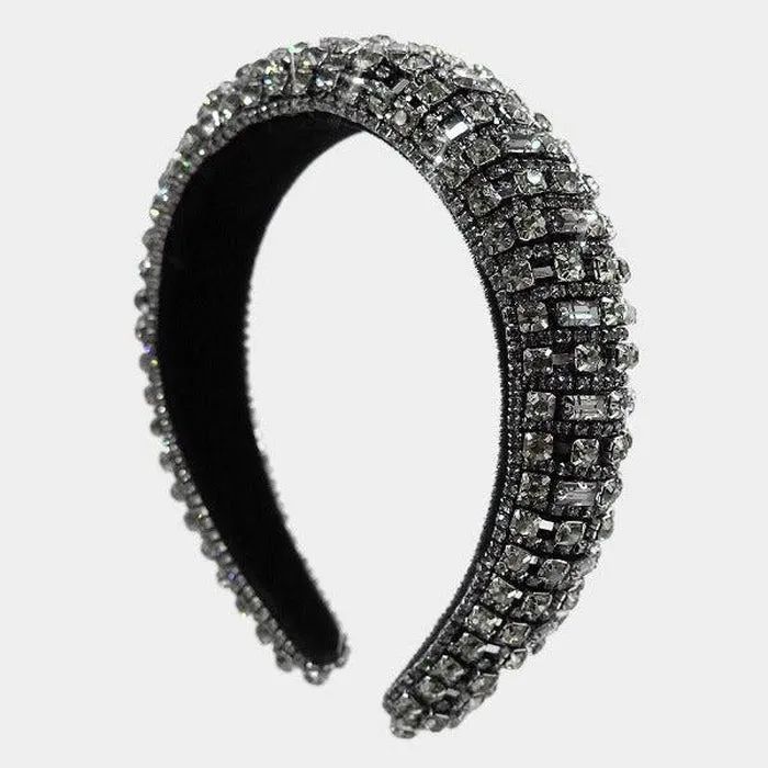 Crystal Rhinestone Embellished Black Headband