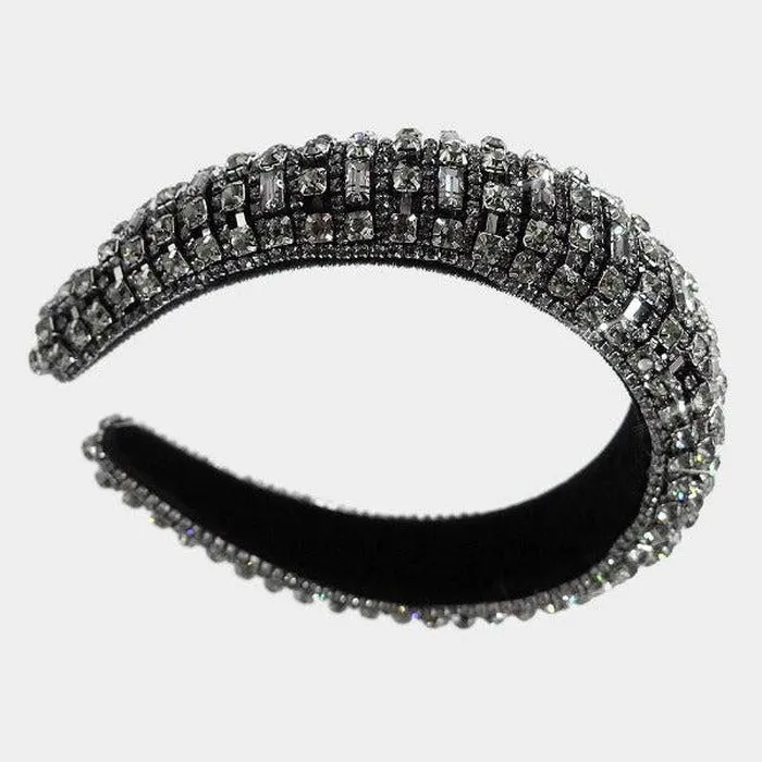 Crystal Rhinestone Embellished Black Headband