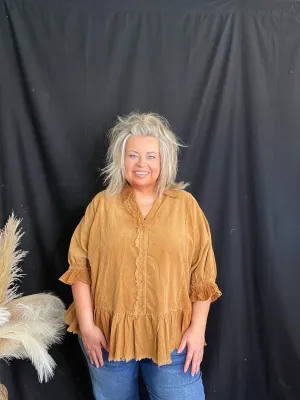 Curvy Corduroy Camel Top