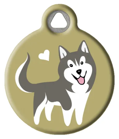 Cute Siberian Husky Dog ID Tag