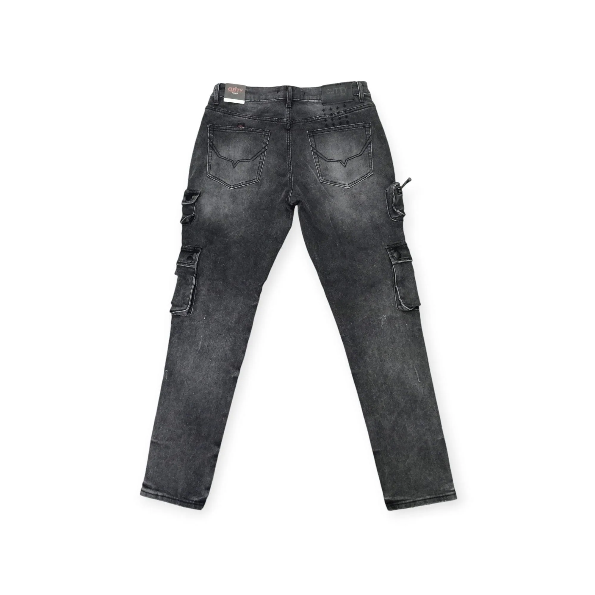 Cutty Men's Cargo Denim Jean Black
