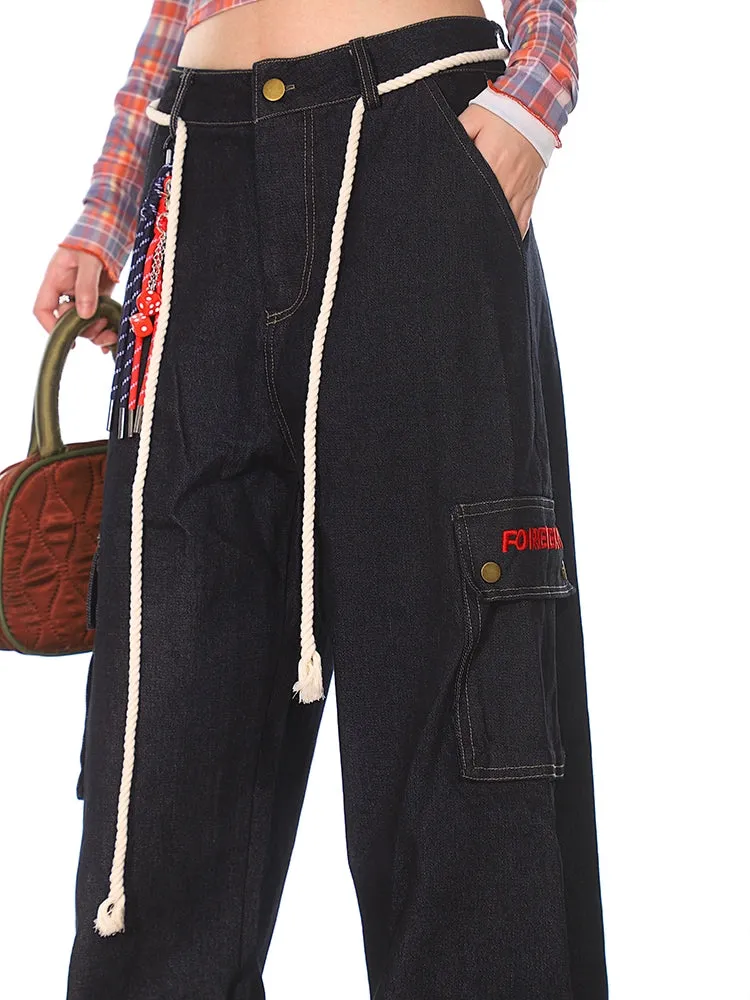 Dark Wash Cargo Carpenter Denim Jeans