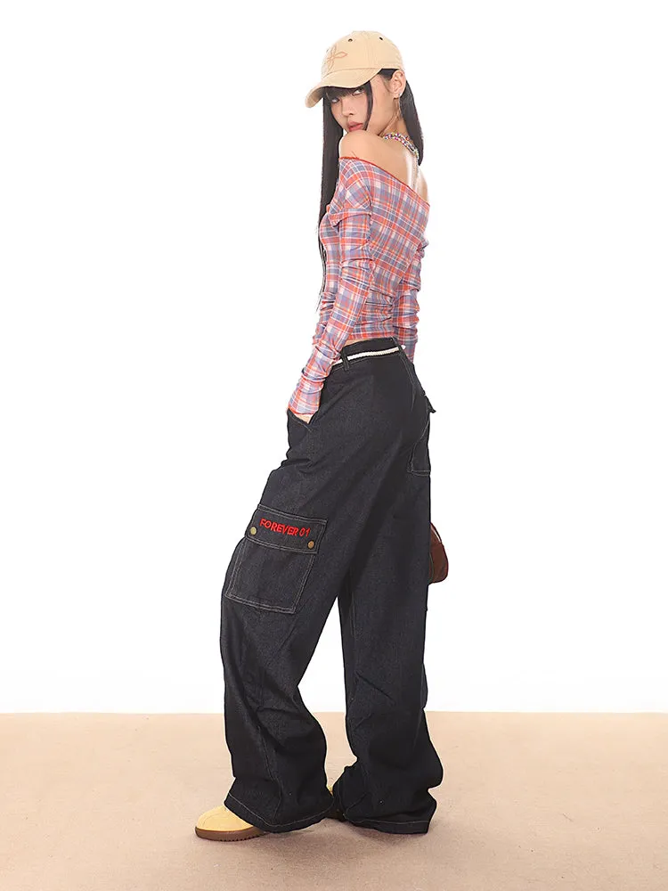 Dark Wash Cargo Carpenter Denim Jeans