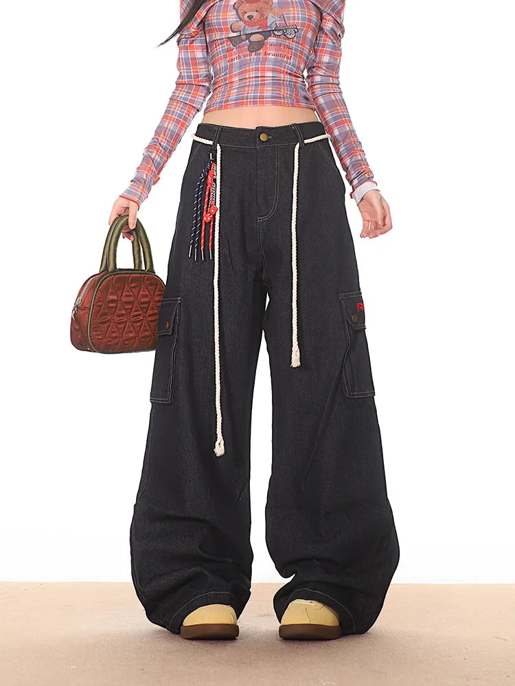 Dark Wash Cargo Carpenter Denim Jeans