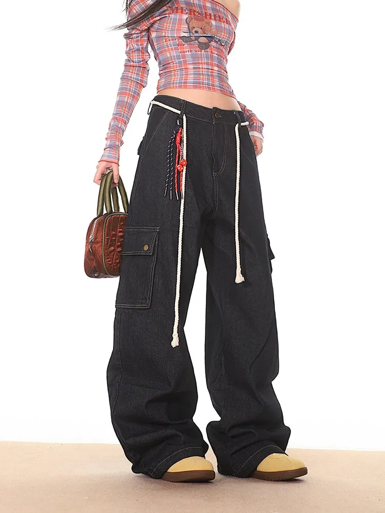 Dark Wash Cargo Carpenter Denim Jeans