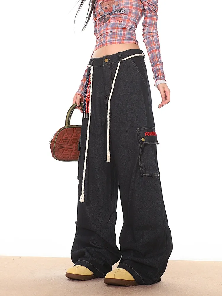 Dark Wash Cargo Carpenter Denim Jeans