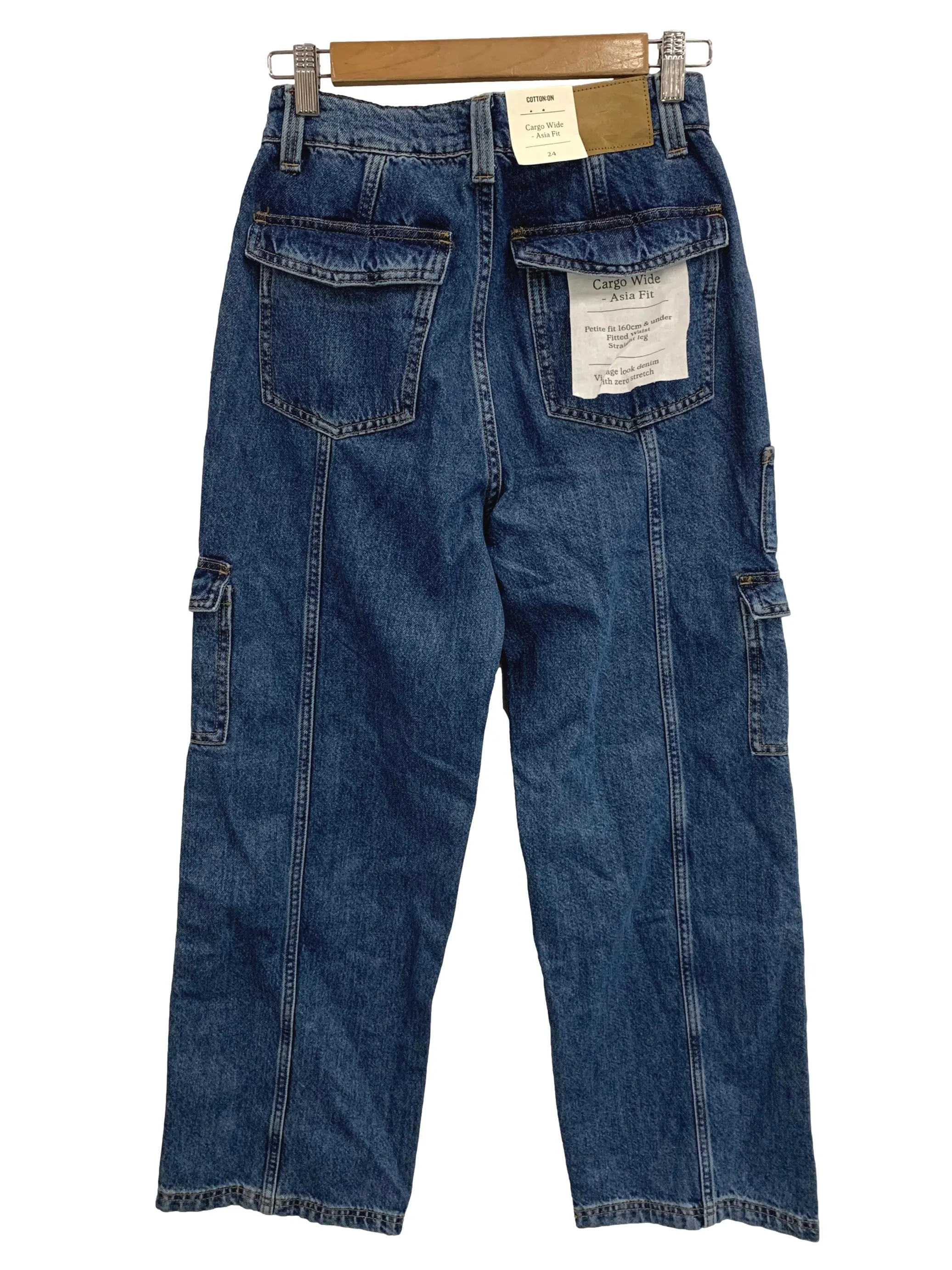 Dark Wash Cargo Wide Denim Jeans