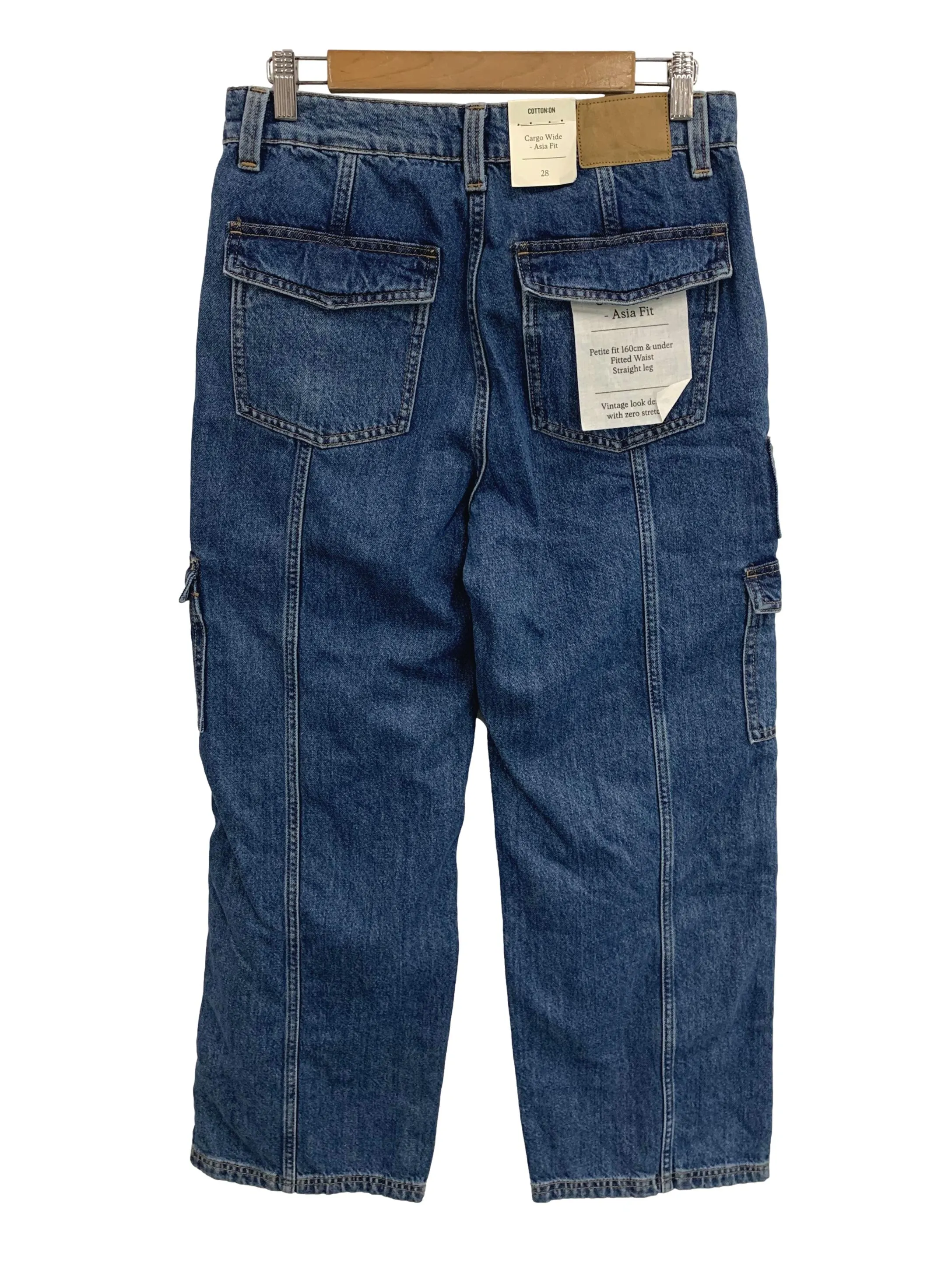 Dark Wash Cargo Wide Denim Jeans
