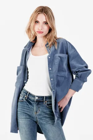 Dear John | Ora Button Front Shirt {Blue Slate}