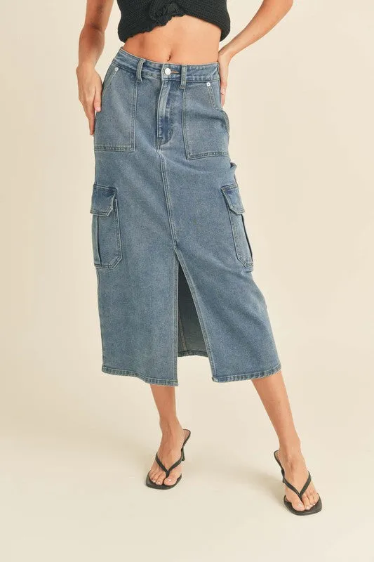 Denim Cargo Skirt