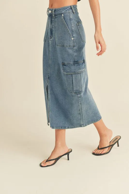 Denim Cargo Skirt
