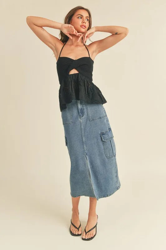Denim Cargo Skirt
