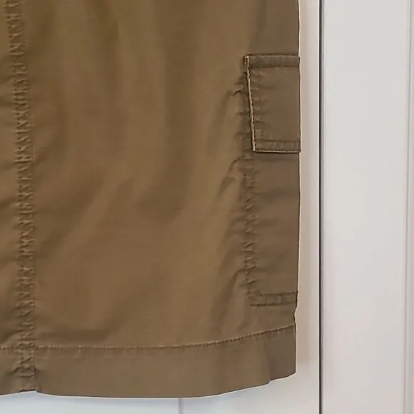 Eileen Fisher Cotton Tencel Twill Cargo Pocket Olive Khaki Mini Skirt Size S