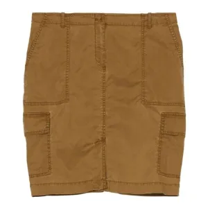 Eileen Fisher Cotton Tencel Twill Cargo Pocket Olive Khaki Mini Skirt Size S