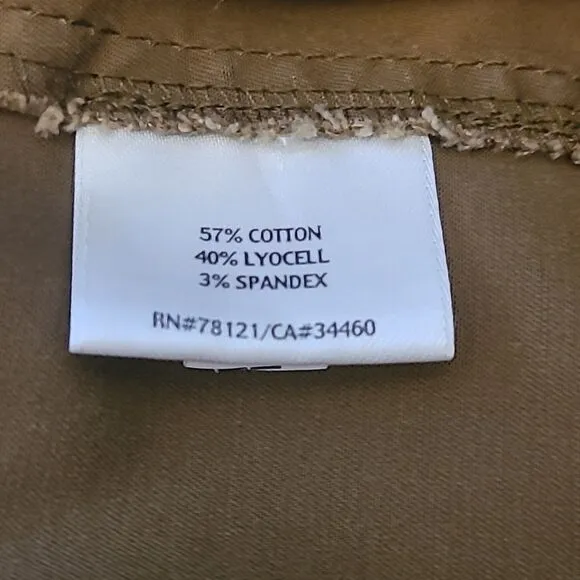 Eileen Fisher Cotton Tencel Twill Cargo Pocket Olive Khaki Mini Skirt Size S