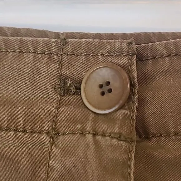 Eileen Fisher Cotton Tencel Twill Cargo Pocket Olive Khaki Mini Skirt Size S