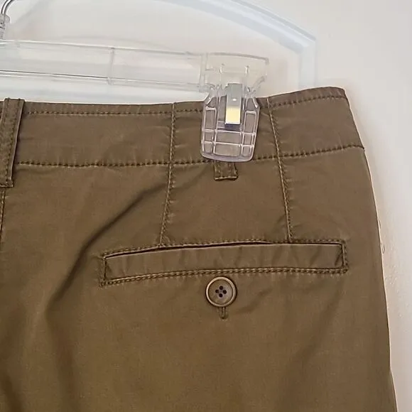 Eileen Fisher Cotton Tencel Twill Cargo Pocket Olive Khaki Mini Skirt Size S