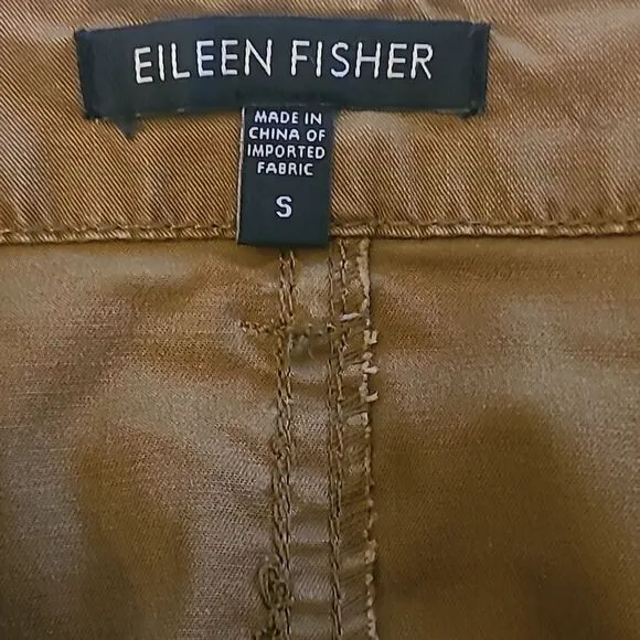Eileen Fisher Cotton Tencel Twill Cargo Pocket Olive Khaki Mini Skirt Size S