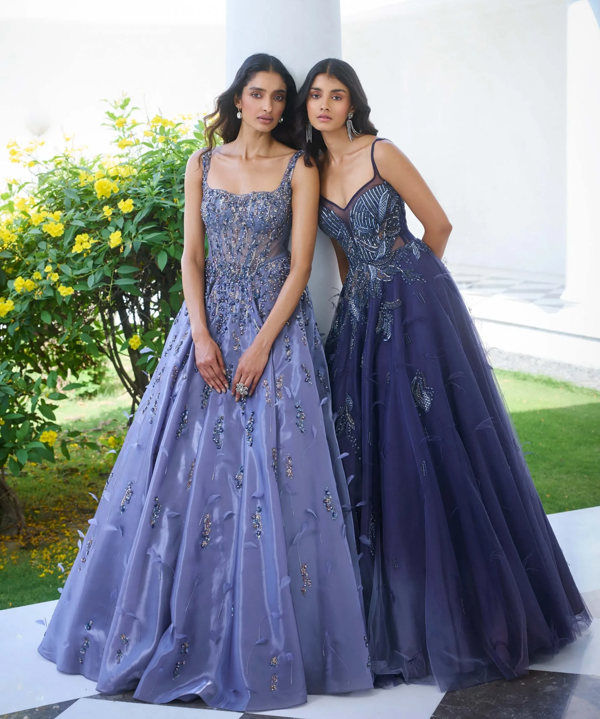 Elaheh lavender blue ombre gown