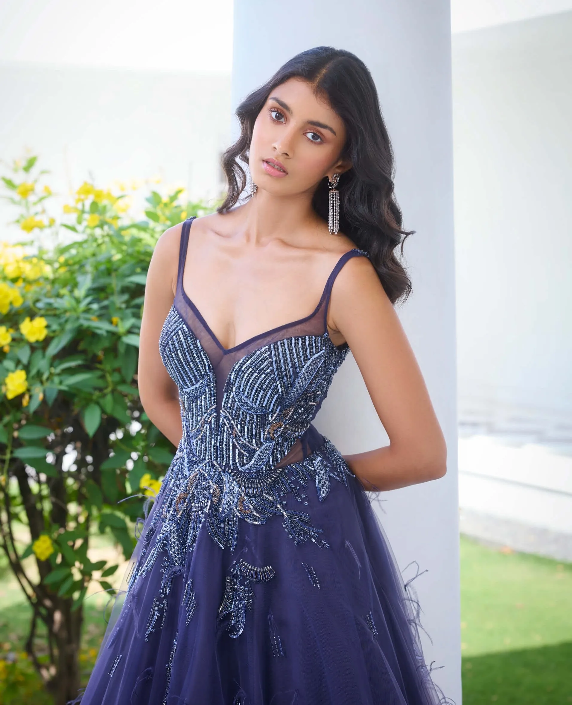 Elaheh lavender blue ombre gown