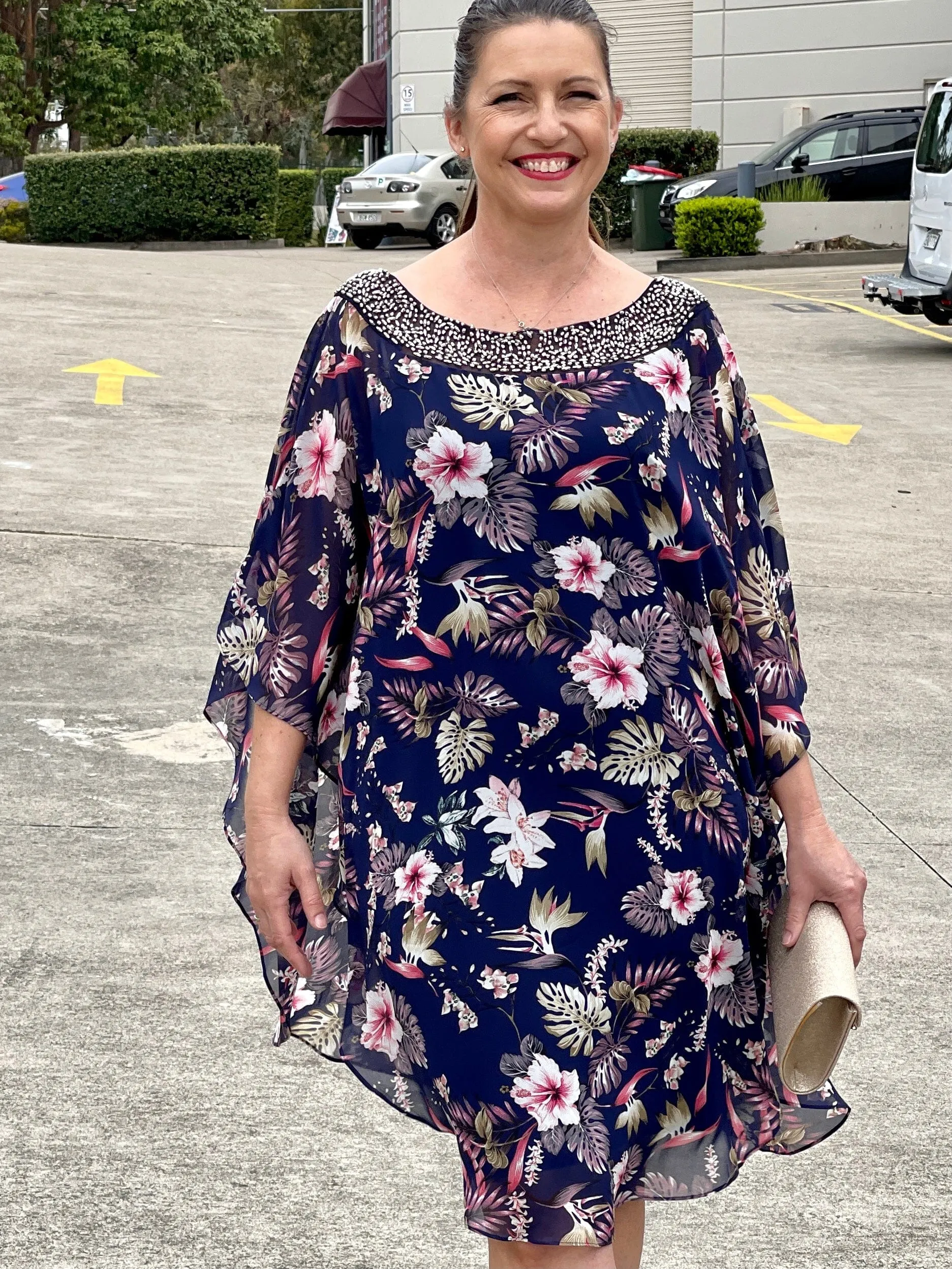 Elias Navy Floral Evening Dress