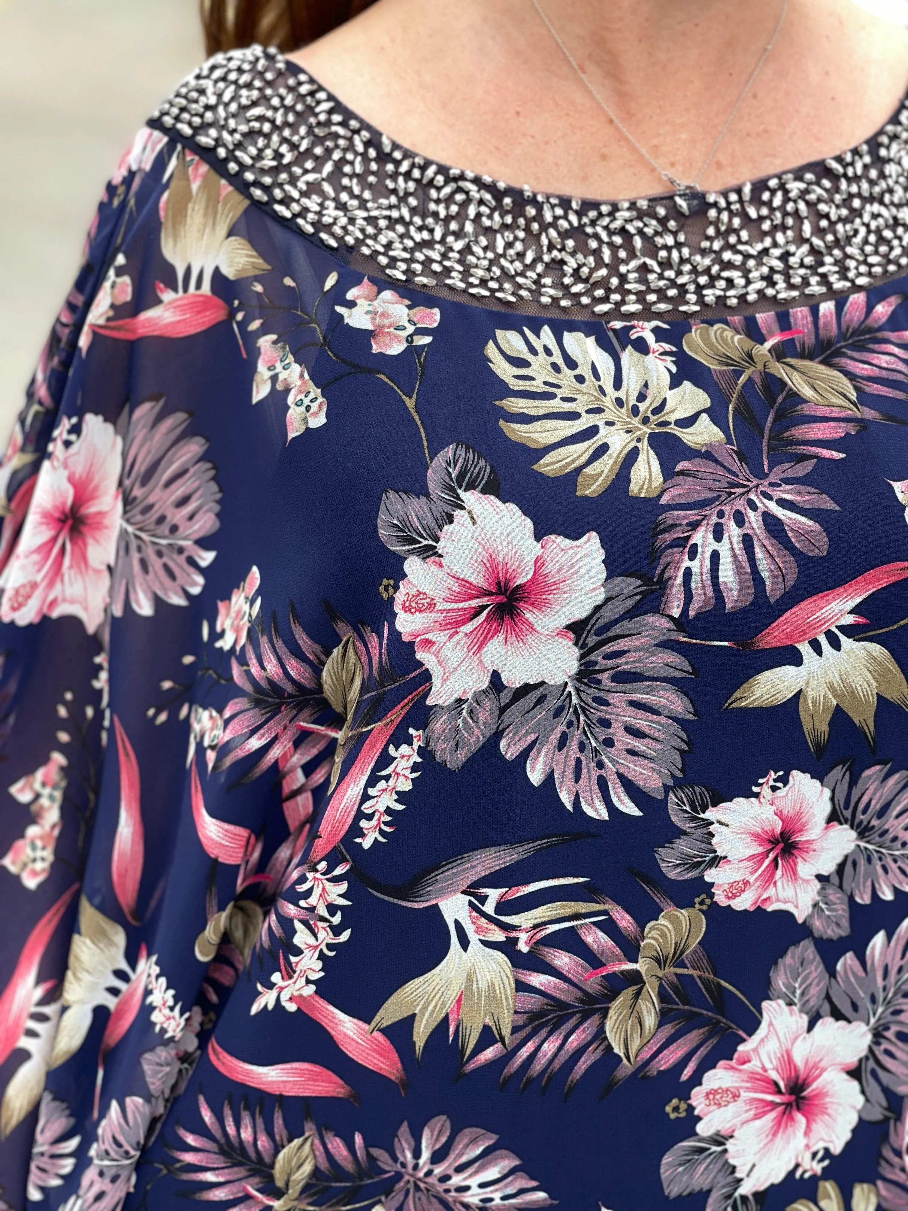 Elias Navy Floral Evening Dress