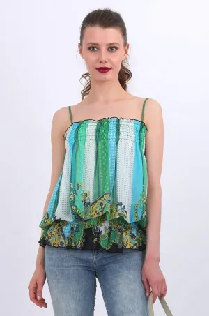 Emery Chiffon Top in green print
