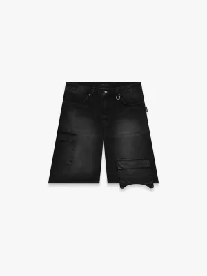 ESSENTIAL DENIM CARGO - WASHED BLACK