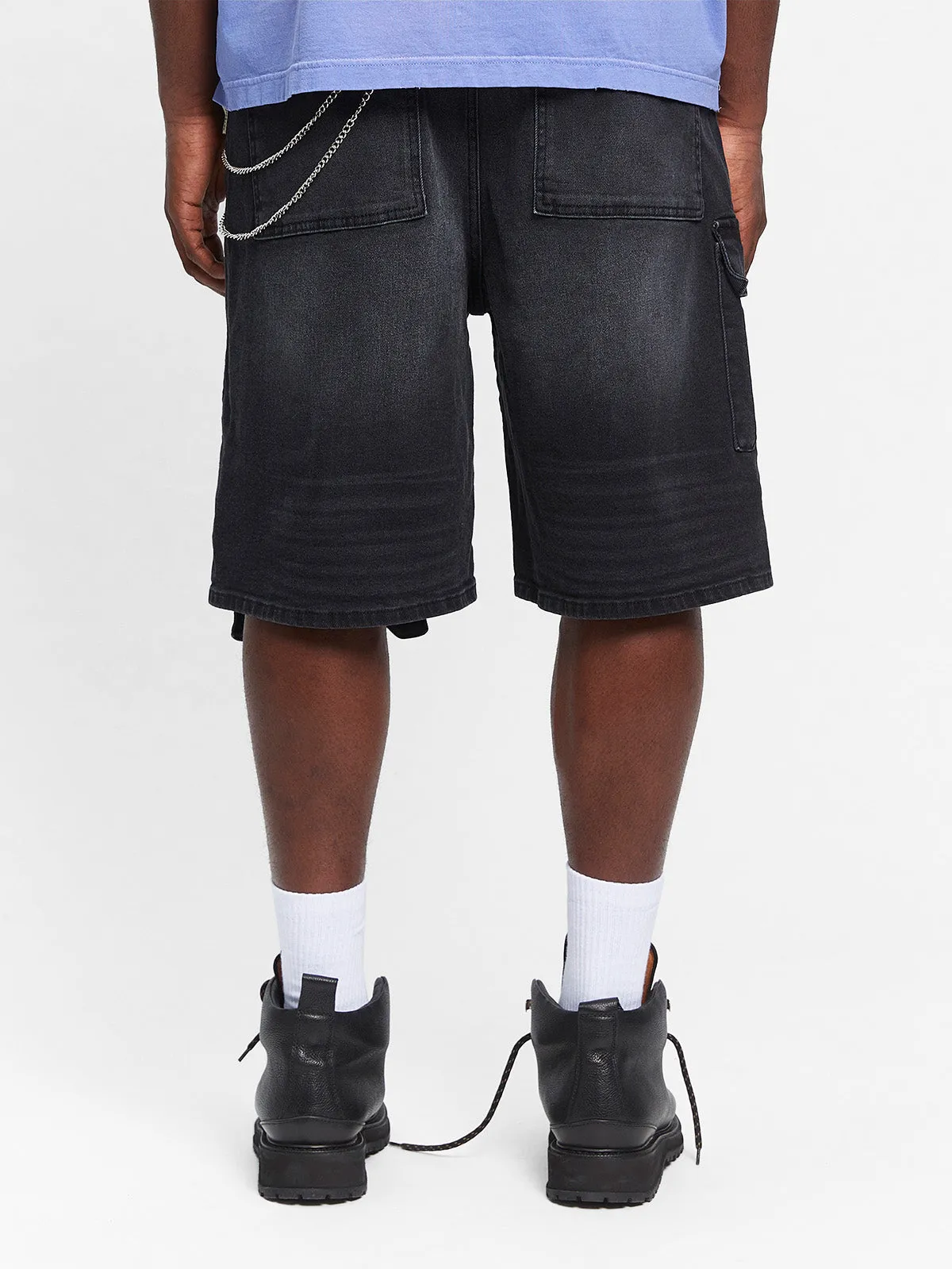 ESSENTIAL DENIM CARGO - WASHED BLACK