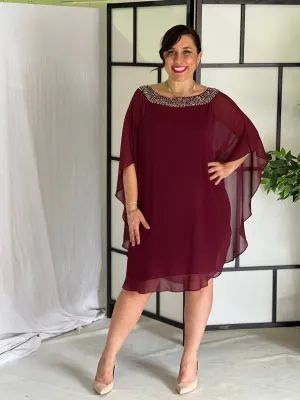 Etan Burgundy Evening Dress