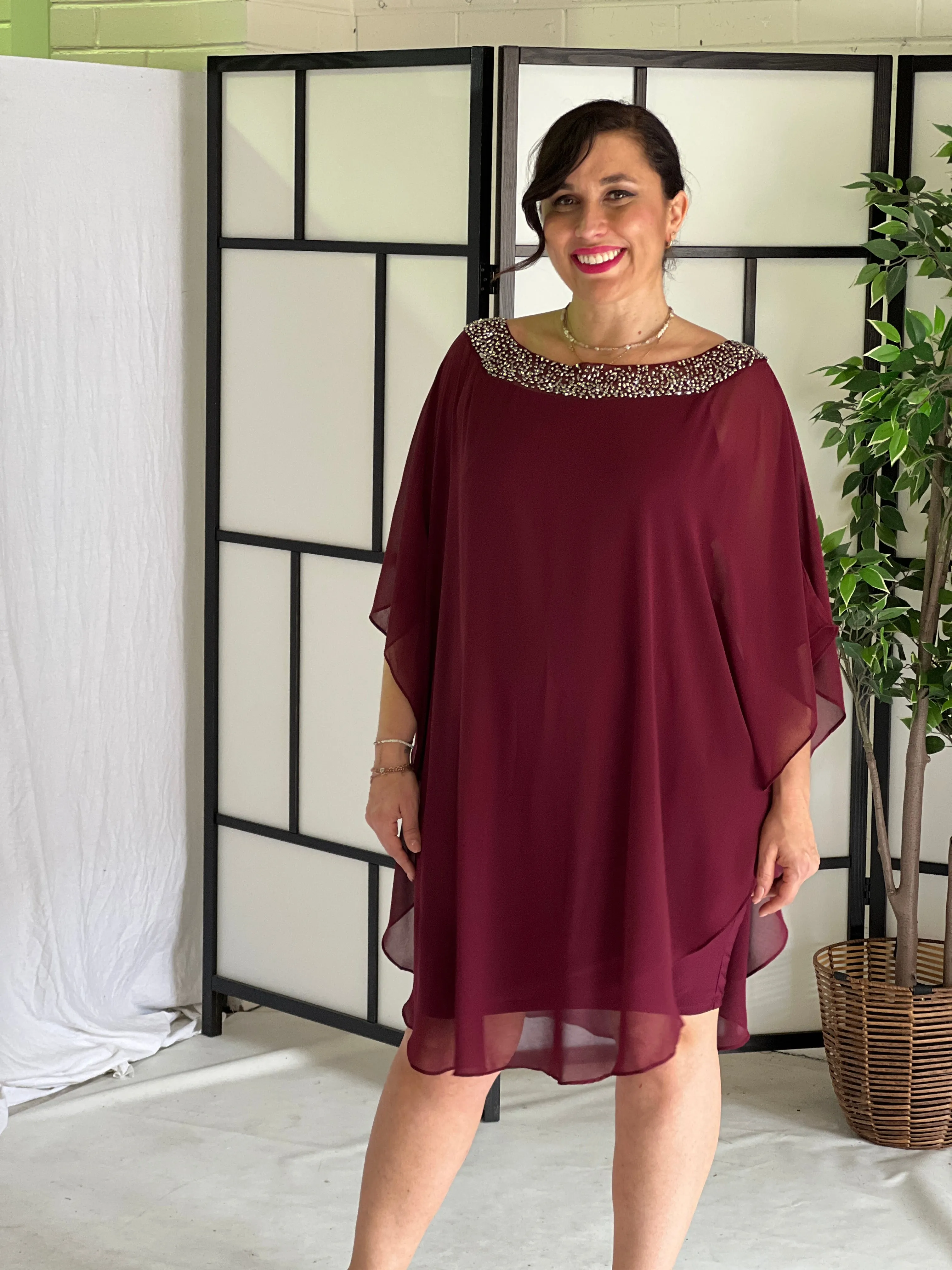 Etan Burgundy Evening Dress
