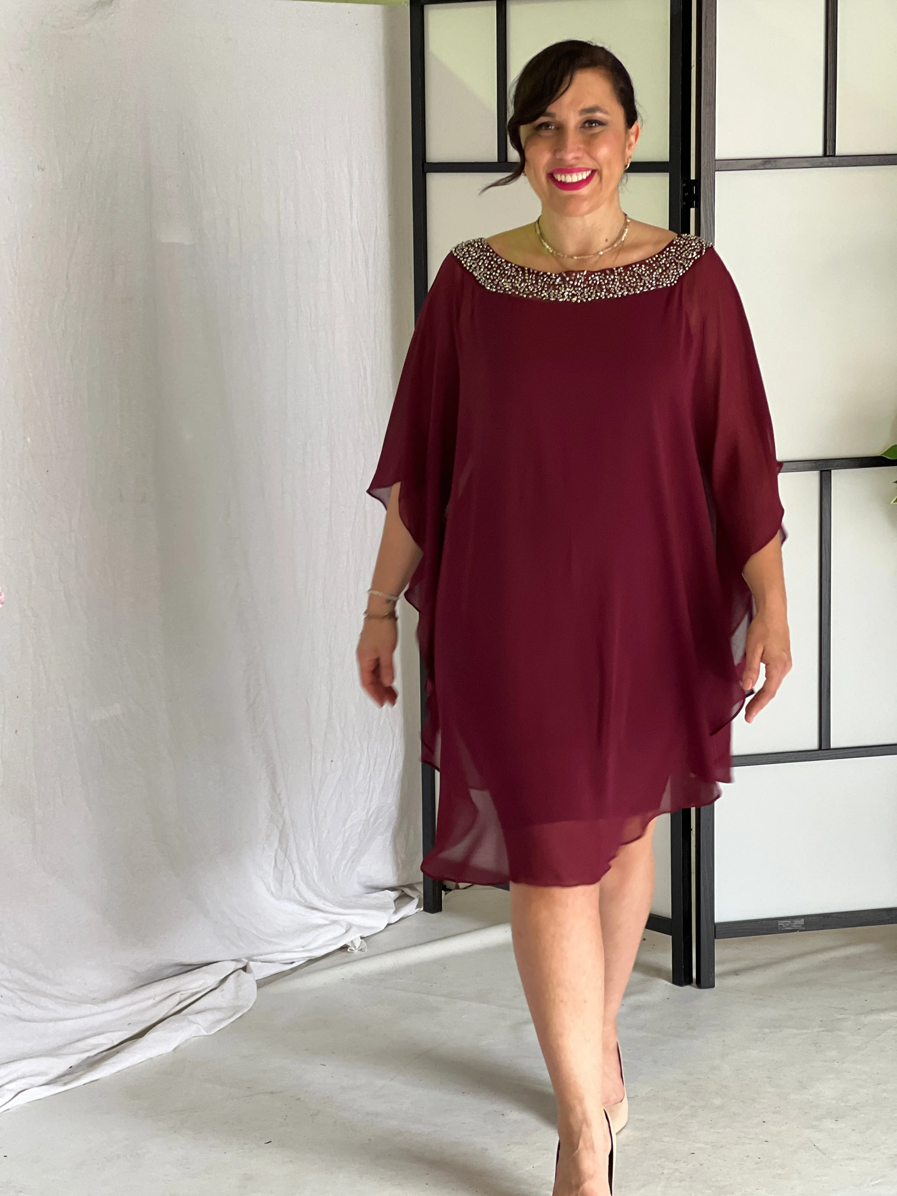 Etan Burgundy Evening Dress